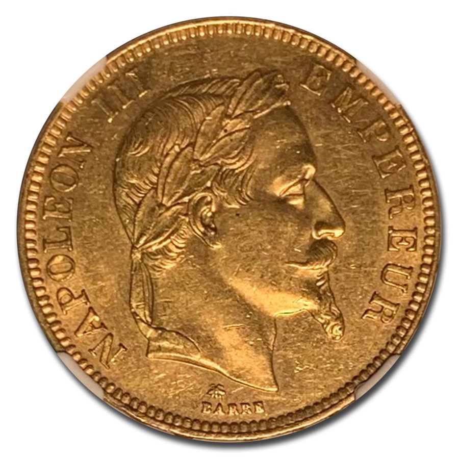 Buy 1864-A France Gold 100 Francs Napoleon III MS-61 NGC | APMEX