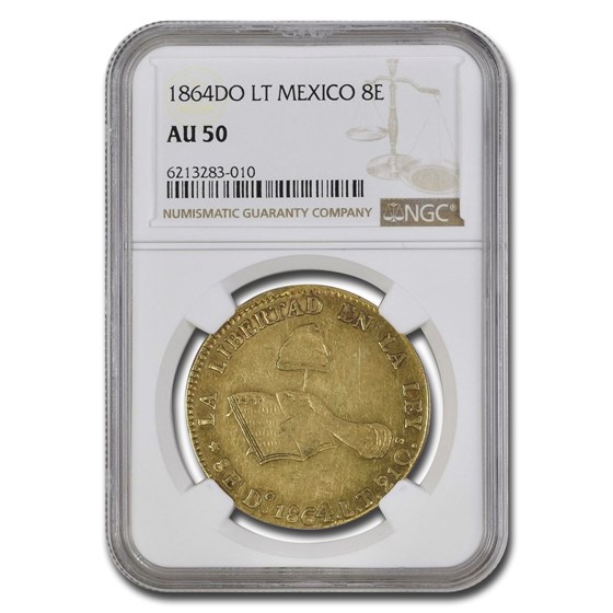 Buy 1864-Do Mexico Gold 8 Escudos AU-50 NGC | APMEX