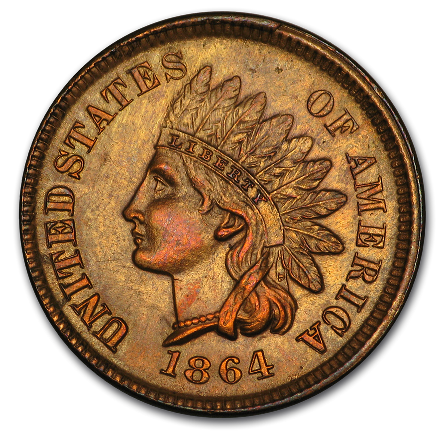 1864 Indian Head Cent BU (L on Ribbon) Coin For Sale | Indian Head ...