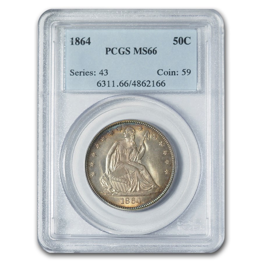 Buy 1864 Liberty Seated Half Dollar Ms-66 Pcgs 