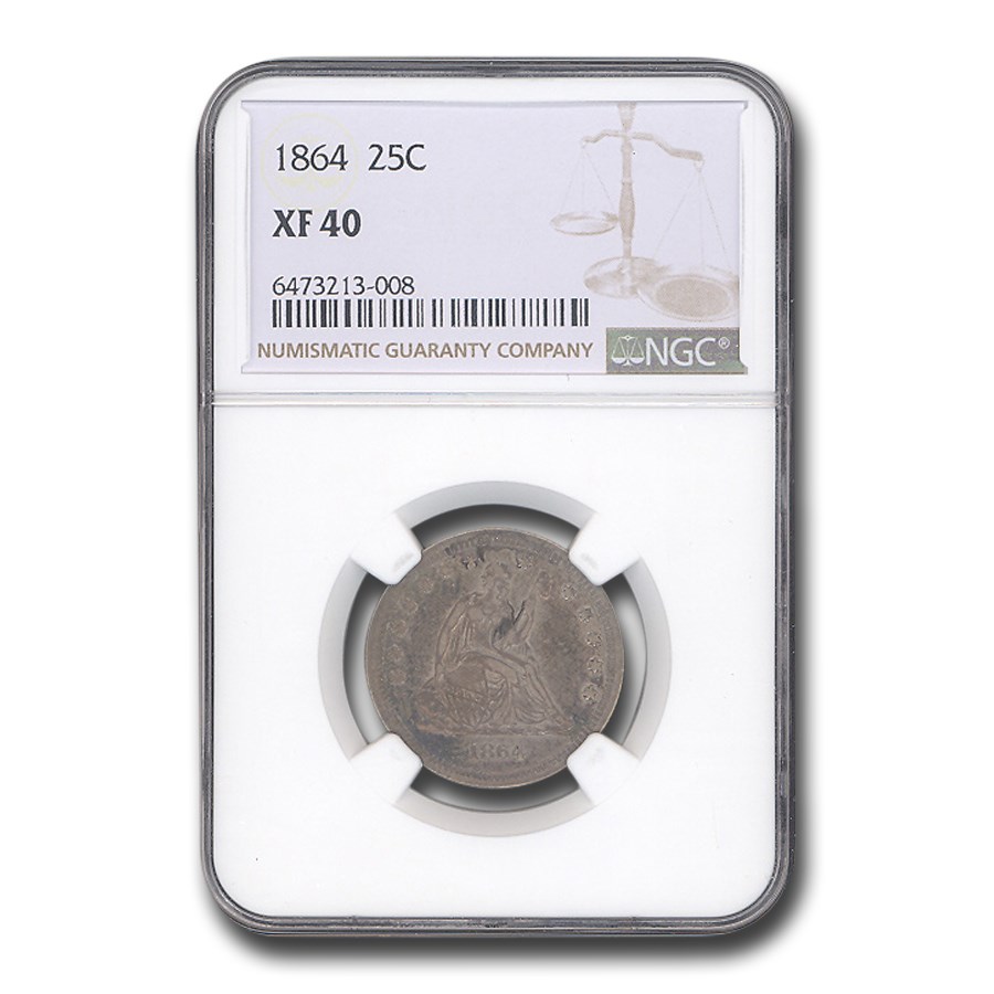 1864 Liberty Seated Quarter XF-40 NGC