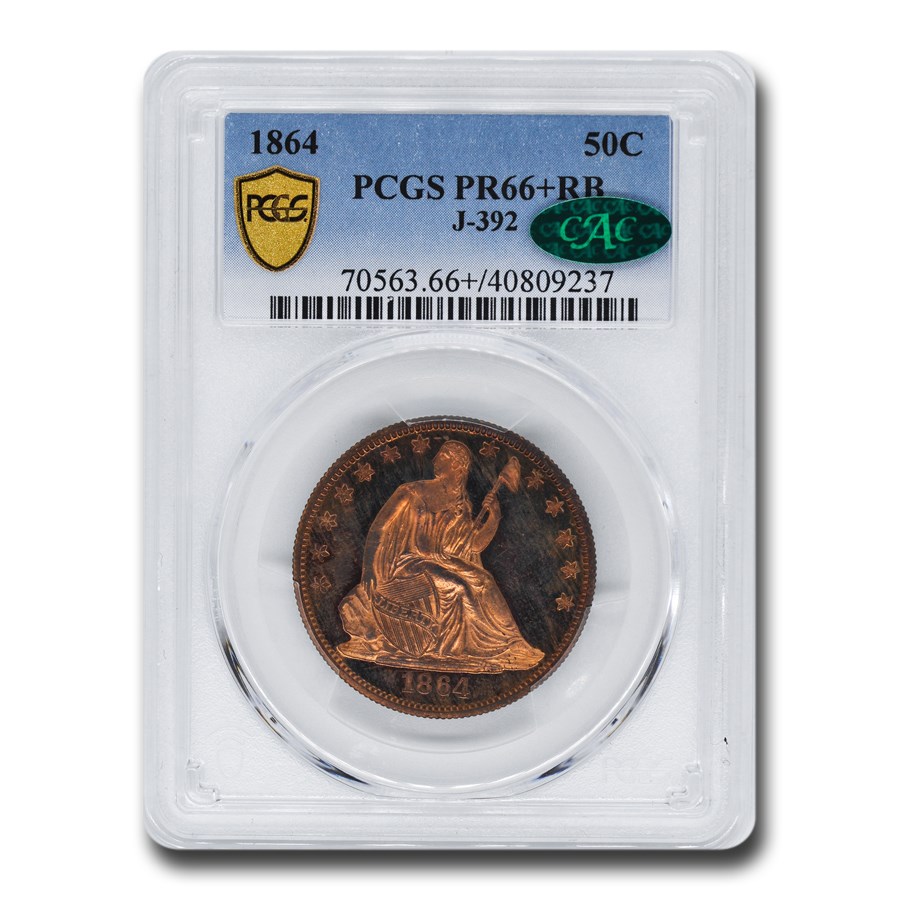 1864 Pattern Liberty Seated Half PR-66+ PCGS CAC (RB, J-392)