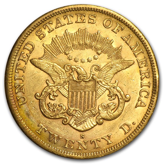 Buy 1864-S $20 Liberty Gold Double Eagle AU Details (Cleaned) | APMEX