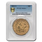 1864-S $20 Liberty Gold Double Eagle MS-61 PCGS