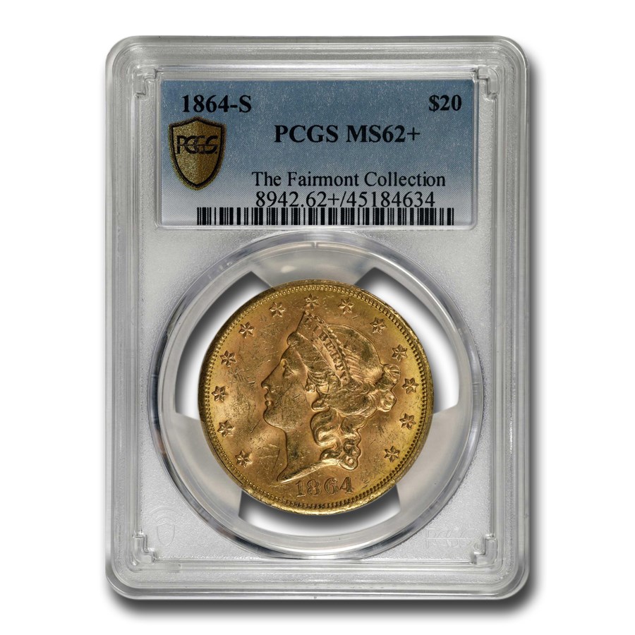 1864-S $20 Liberty Gold Double Eagle MS-62+ PCGS