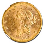 1864-S $20 Liberty Gold Double Eagle MS-63 NGC