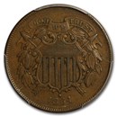 1864 Two Cent Piece Large Motto AU