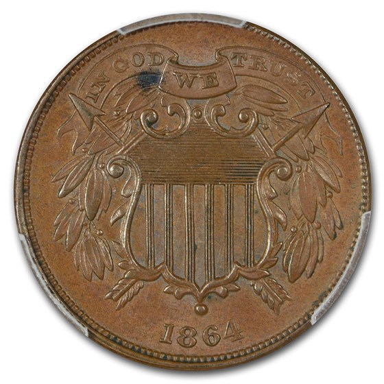 Buy 1864 Two Cent Piece MS-62 PCGS (Brown, Small Motto) | APMEX