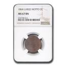 1864 Two Cent Piece MS-67 NGC (Large Motto)