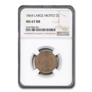 1864 Two Cent Piece MS-67 NGC (Red/Brown)