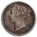 1865-1900 Newfoundland Silver 20 Cents Victoria Avg Circ