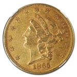 1865 $20 Liberty Gold Double Eagle AU-53 NGC CAC