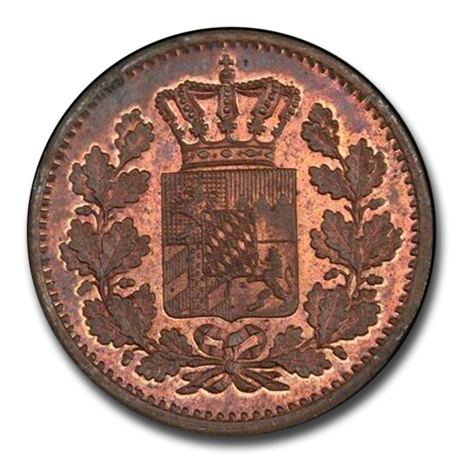 1865 Germany Pfennig MS-63 PCGS (Red/Brown)