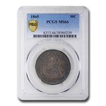 1865 Liberty Seated Half Dollar MS-66 PCGS