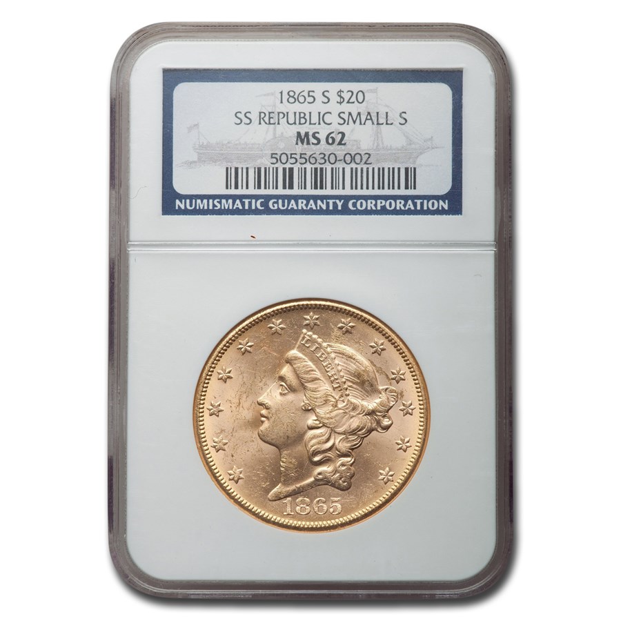 Buy 1865-S $20 Liberty Gold Double Eagle MS-62 NGC (SS Repub Small S ...