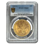 1865-S $20 Liberty Gold Double Eagle MS-65 PCGS