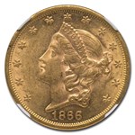 1866 $20 Liberty Gold Double Eagle w/Motto AU-58 NGC