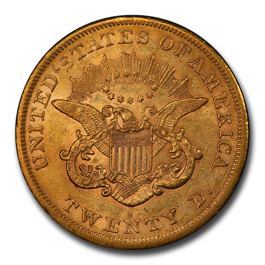 アンティークコイン 金貨 1858-S $20 Liberty Gold Double Eagle