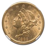 1866-S $20 Liberty Gold Double Eagle MS-61 NGC (w/Motto)