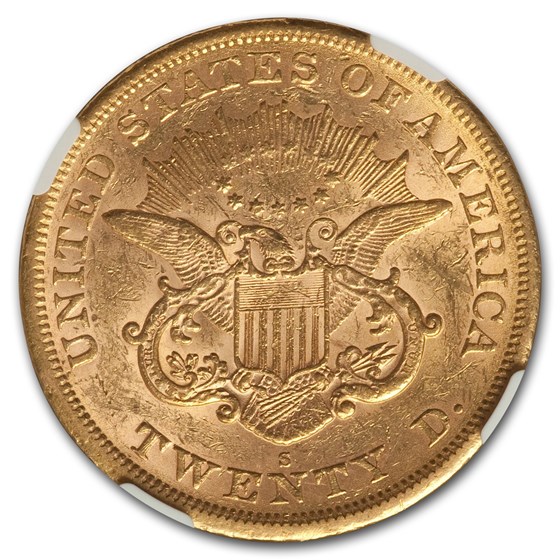 Buy 1866-S $20 Liberty Gold Double Eagle No Motto AU-58 NGC | APMEX