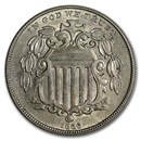 1866 Shield Nickel w/Rays AU