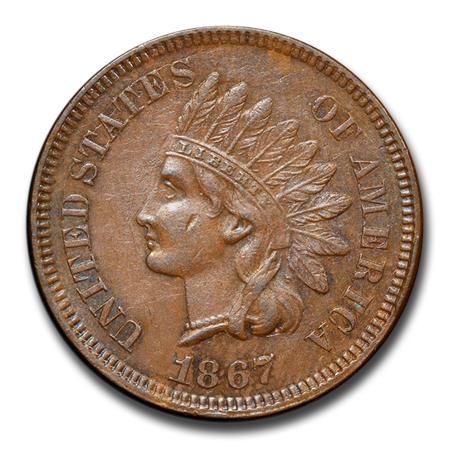 1867 Indian Head Cent AU-55 PCGS (Brown)