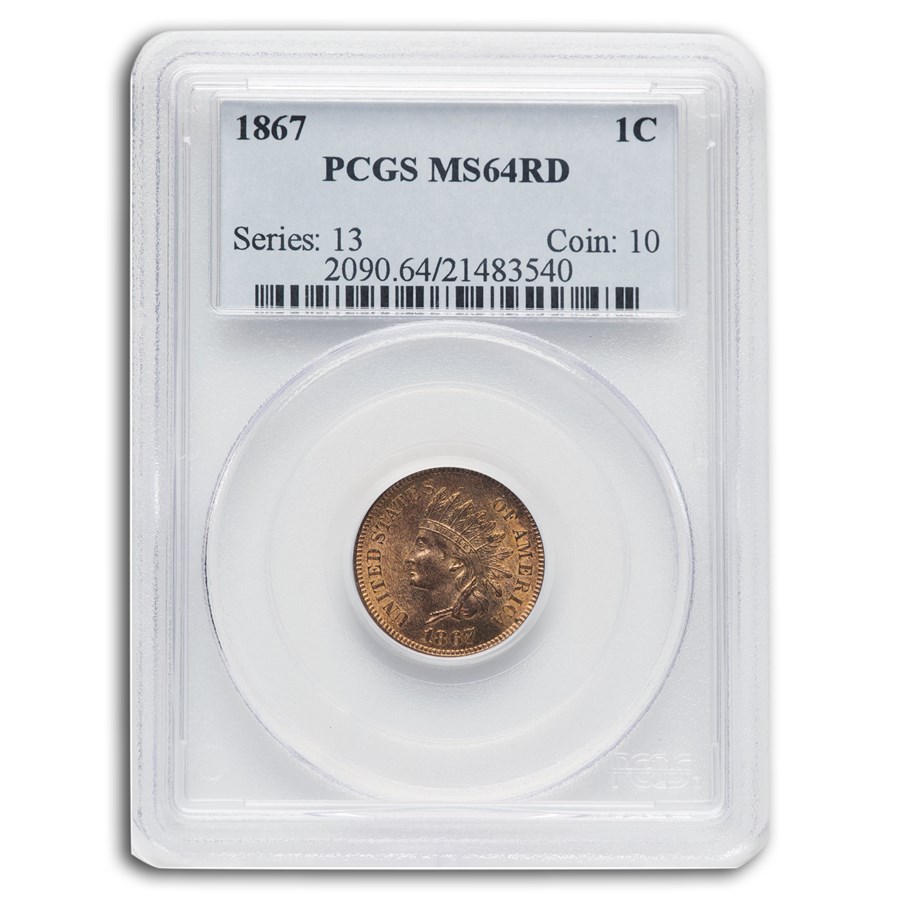 1867 Indian Head Cent MS-64 PCGS (Red)