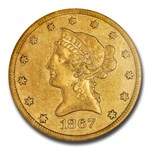 1867-S $10 Liberty Gold Eagle AU-53 NGC