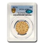 1867-S $10 Liberty Gold Eagle AU-55 PCGS CAC