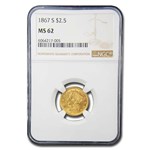 1867-S $2.50 Liberty Gold Quarter Eagle MS-62 NGC