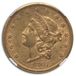 1867-S $20 Liberty Gold Double Eagle AU-58 NGC