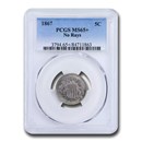 1867 Shield Nickel MS-65+ PCGS (No Rays)