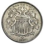 1867 Shield Nickel w/o Rays AU