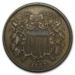 1867 Two Cent Piece AU