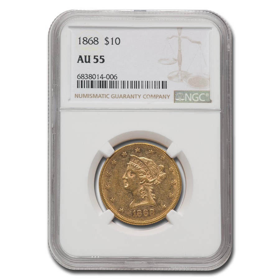 1868 $10 Liberty Gold Eagle AU-55 NGC