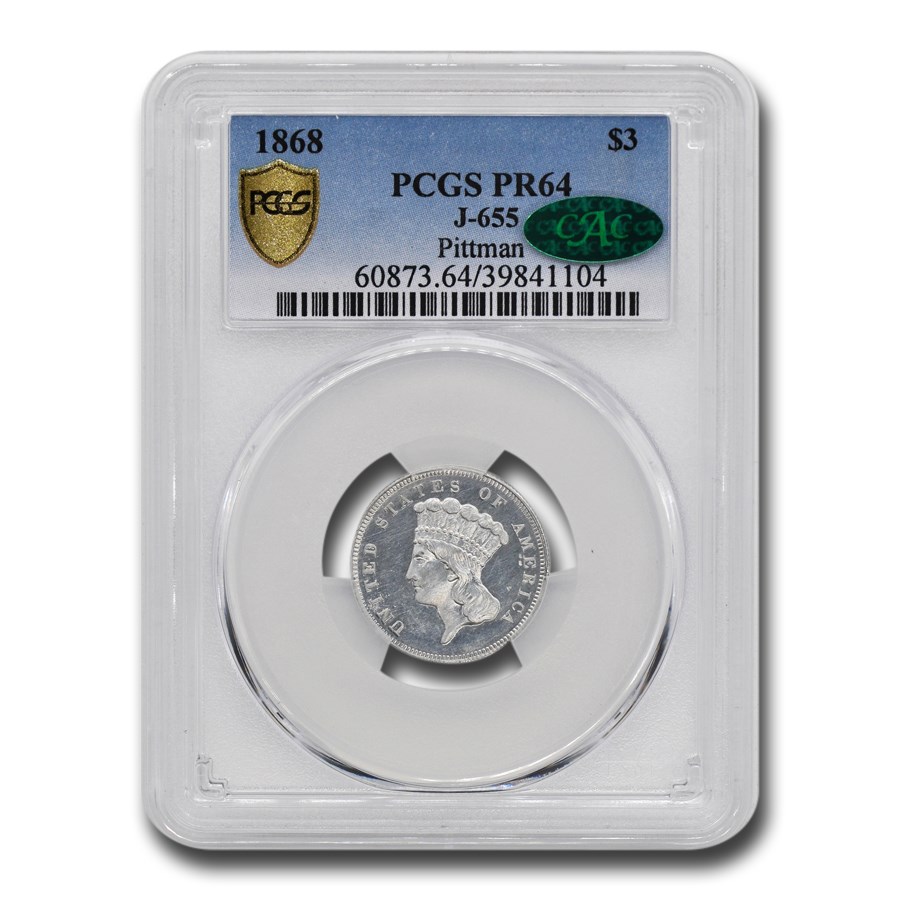 1868 $3 Princess Pattern PR-64 PCGS CAC (J-655)