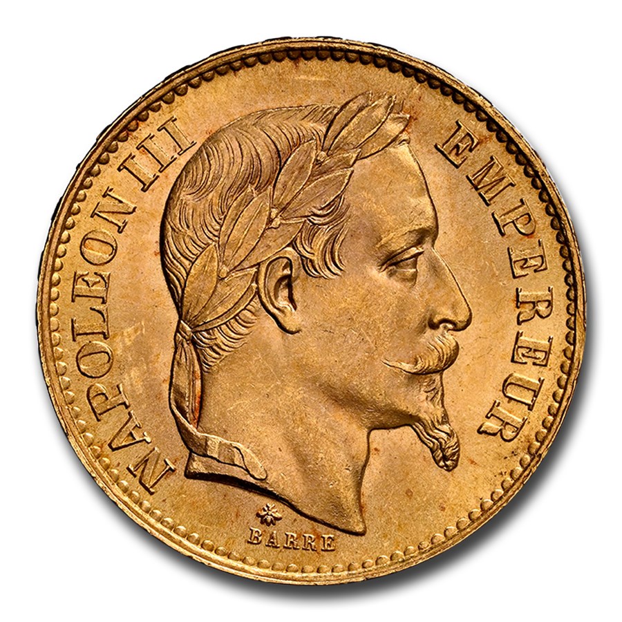 1868-A France Gold 20 Francs Napoleon III MS-65 NGC