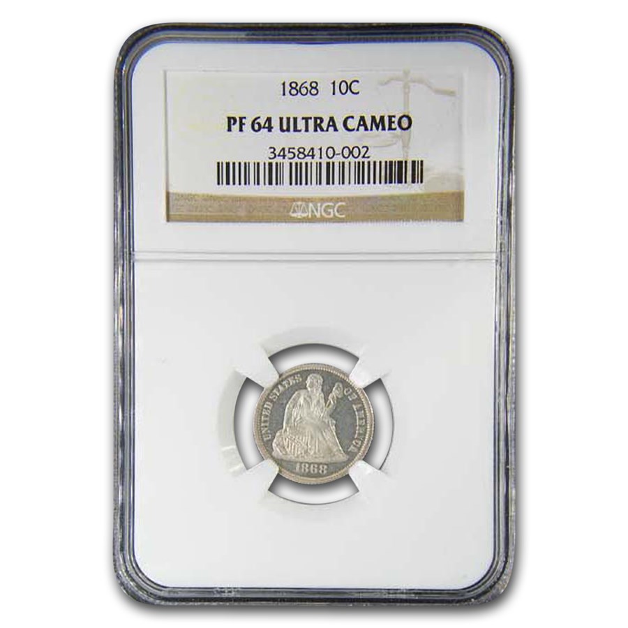 1868 Liberty Seated Dime PF-64 UCAM NGC