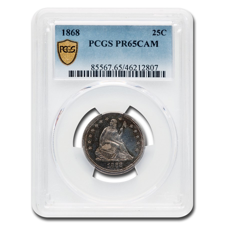 1868 Liberty Seated Quarter PR-65 Cameo PCGS