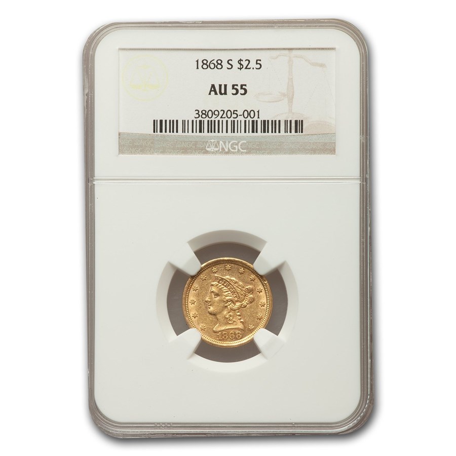 1868-S $2.50 Liberty Gold Quarter Eagle AU-55 NGC