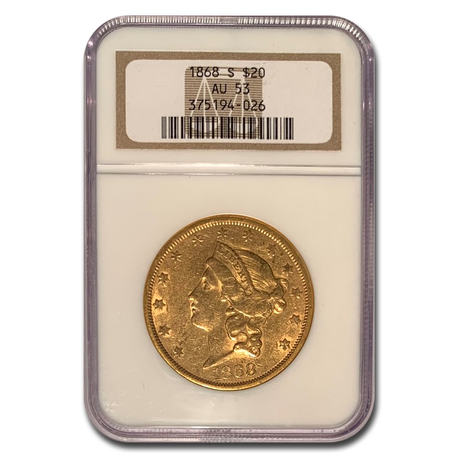 1868-S $20 Liberty Gold Double Eagle AU-53 NGC