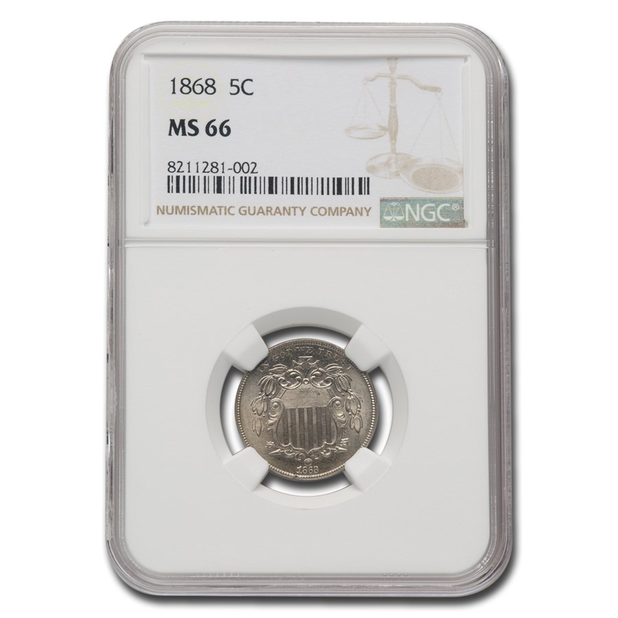 1868 Shield Nickel MS-66 NGC