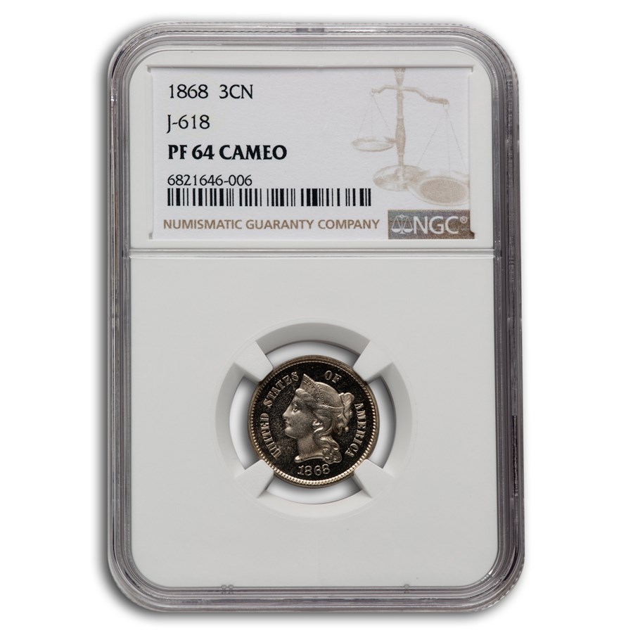 1868 Three Cent Nickel Pattern PF-64 Cameo NGC (J-618)