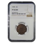 1868 Two Cent Piece PF-66 NGC (Brown)