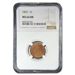 1869 Indian Head Cent MS-64 NGC (Red/Brown)