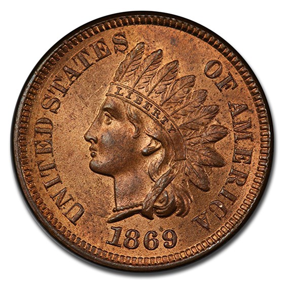 Buy 1869 Indian Head Cent MS-65 PCGS CAC (Red/Brown) | APMEX