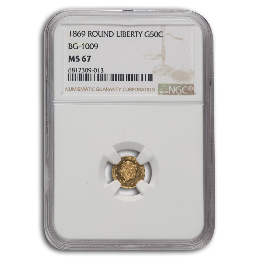 1869- Liberty Round 50 Cent Gold MS-67 NGC (BG-1009)