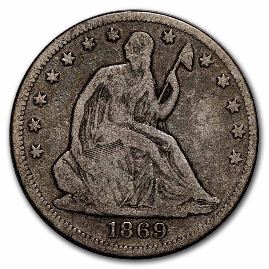 1869 Liberty Seated Half Dollar VG