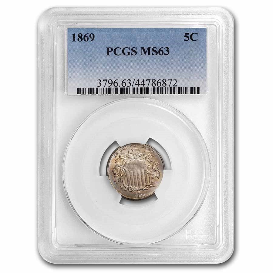 Buy 1869 Shield Nickel MS-63 PCGS | APMEX