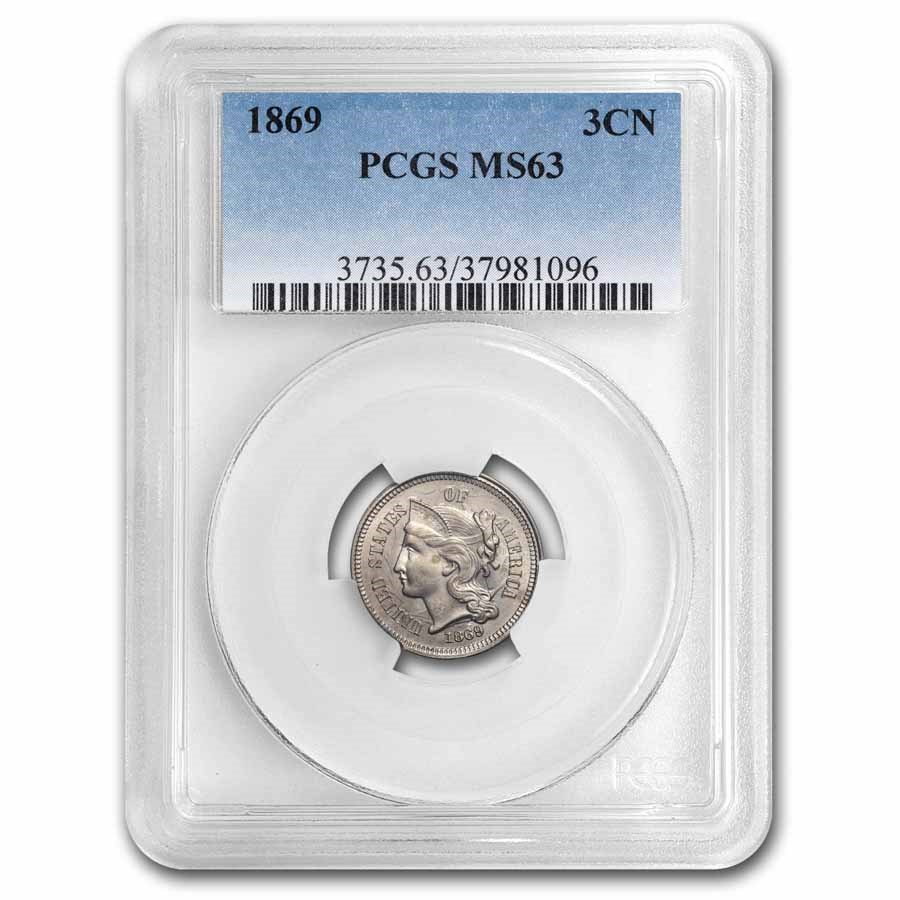 1869 Three Cent Nickel MS-63 PCGS